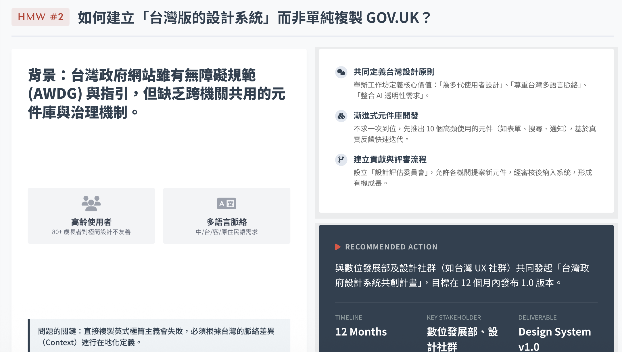 How Might We #2 — building a Taiwan-native design system, not a GOV.UK copy